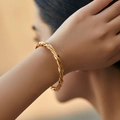 Elegant gold twisted rope bangle bracelet for women with minimalist aesthetic design - Twisted Rope Bead Style (KB0687-2)
