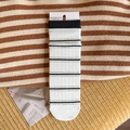 Calze bianche al polpaccio stile giapponese con strisce nere in maglia di cotone - Taglia unica / A Righe Bianche e Nere
