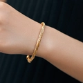 Elegant gold twisted rope bangle with a metallic finish and stylish open C-ring design - Twisted Rope Bead Style (KB0687-4)