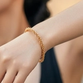 Bracelet corde tissée en or poli avec design torsadé à double brin sur le poignet - Style Perle Corde Torsadée (KB0687-5)