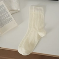 Calze bianche color crema stile giapponese con trama a maglia ondulata e polsini - Taglia unica / crema