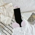 Ballet style black stirrup leg warmers with vertical ribbed texture and slim fit - One Size / Black