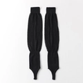 Black knit stirrup leg warmers with breathable sheer texture and ribbed cuffs - One Size / Black