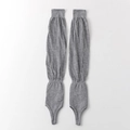 Breathable grey stirrup leg warmers with fine knit texture and elastic top for women - One Size / Light Gray