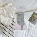 Grey ribbed ballet-style leg warmers in a soft knit fabric with a slimming vertical texture - One Size / Gray