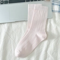 Chaussettes femme rose clair à côtes respirantes style japonais minimaliste doux - Taille unique / Rose Clair