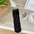 Elegante schwarze Spitzenstrümpfe mit hohlem Blumenmuster im Vintage-Ästhetik-Stil - Einheitsgröße / Schwarz