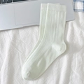 Chaussettes mi-hautes côtelées blanc crème style japonais en mesh respirant été - Taille unique / Vert clair