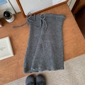 Jambières tricotées gris foncé avec détail de nœud à cordon de serrage réglable - Taille unique / gris foncé