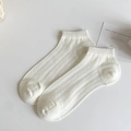 Chaussettes courtes en maille pointelle ivoire pour femmes avec rayures respirantes - Taille unique / Poche zippée