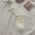 Süße cremeweiße Netzsocken mit zarter Spitze und schöner Schleife im japanischen Stil - Einheitsgröße / Weiß