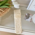 Cremeweiße Spitzen-Netzsocken mit floraler Textur und Hohlstrick-Design - Einheitsgröße / Beige
