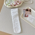 Sweet white lace floral socks with breathable mesh design for a soft aesthetic - One Size / Bleached White