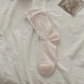 Rosafarbene Netzsocken mit weißem Spitzenbesatz und Bandschleifen im süßen Lolita-Stil - Einheitsgröße / Rosa