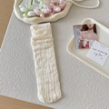 Beige lace socks with floral texture and sweet ruffles for a vintage aesthetic style - One Size / Beige