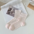 Süße aprikosenfarbene Mesh-Stricksocken mit Schleifenmuster und Rippbündchen für Mädchen - Einheitsgröße / Rosa