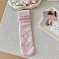Pink floral lace mesh socks featuring intricate cut-out patterns and feminine design - One Size / Pink
