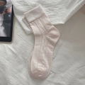 Cremeweiße Socken im Ballett-Stil mit Herz-Hohlmuster, Netzdesign und Rippbündchen - Einheitsgröße / Rosa