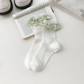 Calze bianche a coste con balze a quadri verdi per uno stile preppy dolce e raffinato - Taglia unica / Bianco e Verde