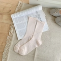 Calcetines rosas de mujer con borde ondulado y textura de canalé para el verano - Talla única / Rosa