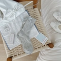 Calze grigie a rombi con fiocco azzurro in stile dolce per scarpe eleganti - Grigio