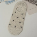 Breathable beige boat socks with black bow pattern for women in sweet academy style - One Size / Off-white