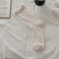 Calcetines rosas con textura de canalé vertical y bordes ondulados estilo ballet - Talla única / Rosa