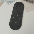 Dark gray boat socks with white bow jacquard pattern and non-slip silicone design - One Size / Dark Gray