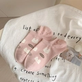 Calcetines invisibles rosas para mujer con dibujo de conejo blanco y texto LOVE - Talla única / Rosa (Patrón de Conejo)