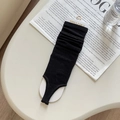 Slimming black ribbed stirrup leg warmers in a stylish Korean knit design - Black