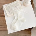 Chaussettes style ballet blanc crème avec volants en dentelle et noeud en ruban - Tout Blanc