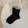 Calze da donna stile giapponese bicolore nero e grigio in morbido misto cotone - Taglia unica / Nero (Contrasto Grigio)