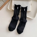 Calze nere stile balletto con bordi arricciati ed eleganti decorazioni di perle - Taglia unica / Nero