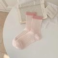 Calze rosa bicolore con trama in mesh traspirante e polsini a costine per donna - Taglia unica / Rosa (Contrasto Rosa Scuro)