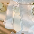Cremeweiße Spitzen-Lolita-Socken mit zarten Netzmustern und Satinschleifen-Verzierung - Einheitsgröße / Beige