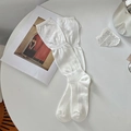 Minimalist white ballet style calf socks with ribbed texture on a fashion magazine background - One Size / White