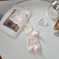 Pale pink ballet-style cotton over-the-knee socks with ribbed texture and soft fabric - One Size / Pink