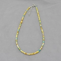 Bohemian colorful seed bead necklace with yellow and blue beads and silver lobster clasp - Yellow Cyan White Mix (4)