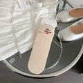 Calze beige in cotone con ricamo a cuore rosso e scritta Life is a journey - Taglia unica / Beige