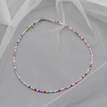 Colorful handmade seed bead necklace with lobster clasp and bohemian style for girls - Macaron Mix (5)