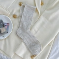 Light grey hollow mesh crew socks for women featuring minimalist rolled cuff design - One Size / Khaki