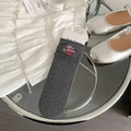 Dark gray mid-calf socks featuring pink Life is a journey embroidery and a red heart - One Size / Dark Gray