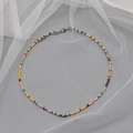 Bohemian colorful seed bead necklace with silver lobster clasp and adjustable metal chain - Rainbow Mix (6)