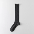 Chaussettes hautes gris anthracite en maille ajourée style japonais à rayures fines - Taille unique / Noir