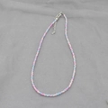 Colorful pastel seed bead necklace with pink, blue, and white beads and silver clasp - Pink Blue White Mix (7)