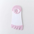 Pink and white patchwork five-finger boat socks with non-slip silicone heel grip - Pink