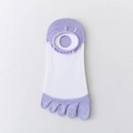 Breathable lavender and white five-finger no-show socks with non-slip silicone heel - Purple