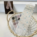 Light grey mesh crew socks with blue polka dots and a thin breathable texture - Grey with Blue Polka Dots