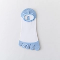 Women's summer Five-finger boat socks in light blue and white breathable cotton blend - Blue