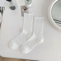 Calcetines blancos con borde de volantes para mujer con malla transpirable y puños dulces - Talla única / Blanco